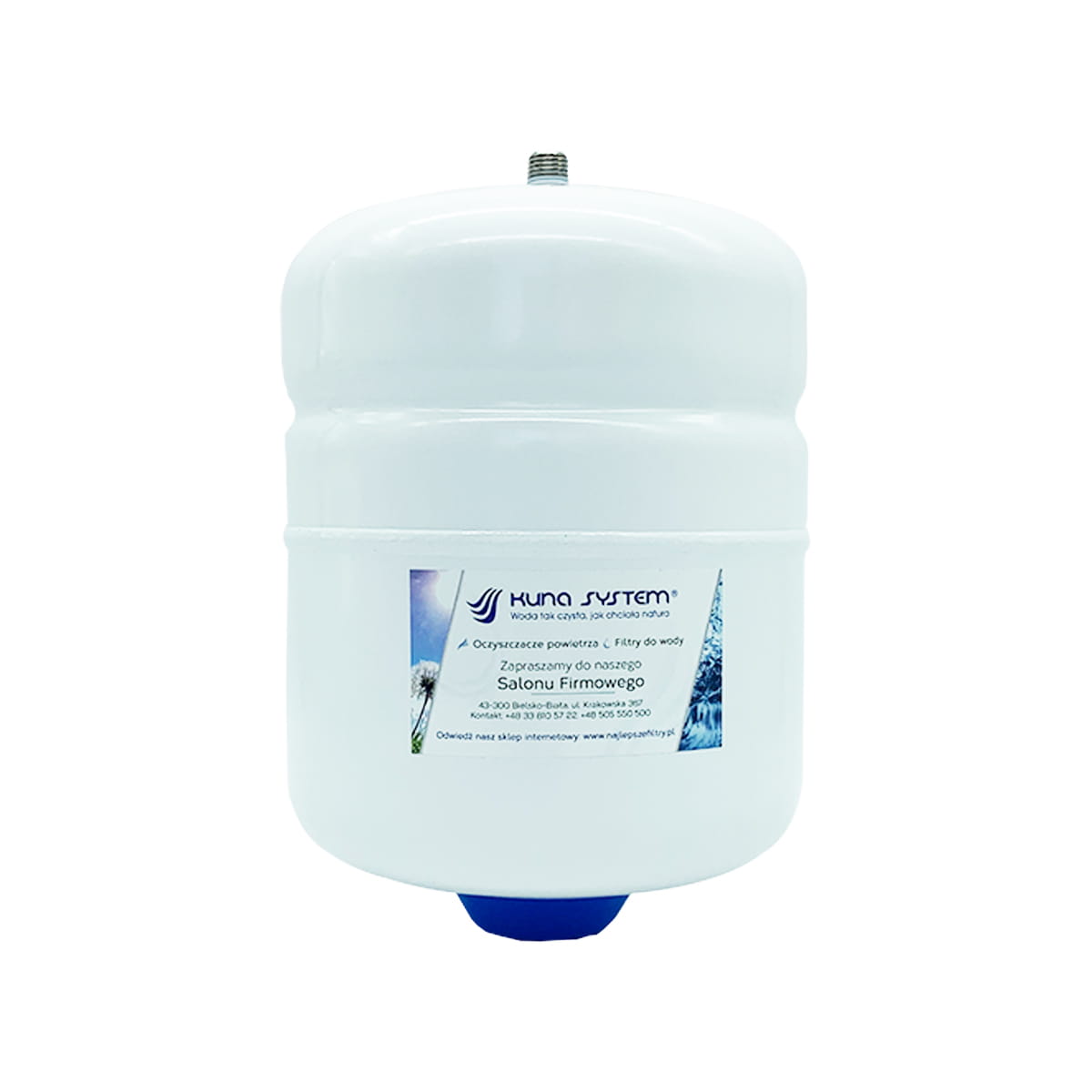 Mały zbiornik metalowy do filtra odwróconej osmozy (4 litry). Zmieści się w każdej kuchni. Najmniejszy zbiornik do filtra.