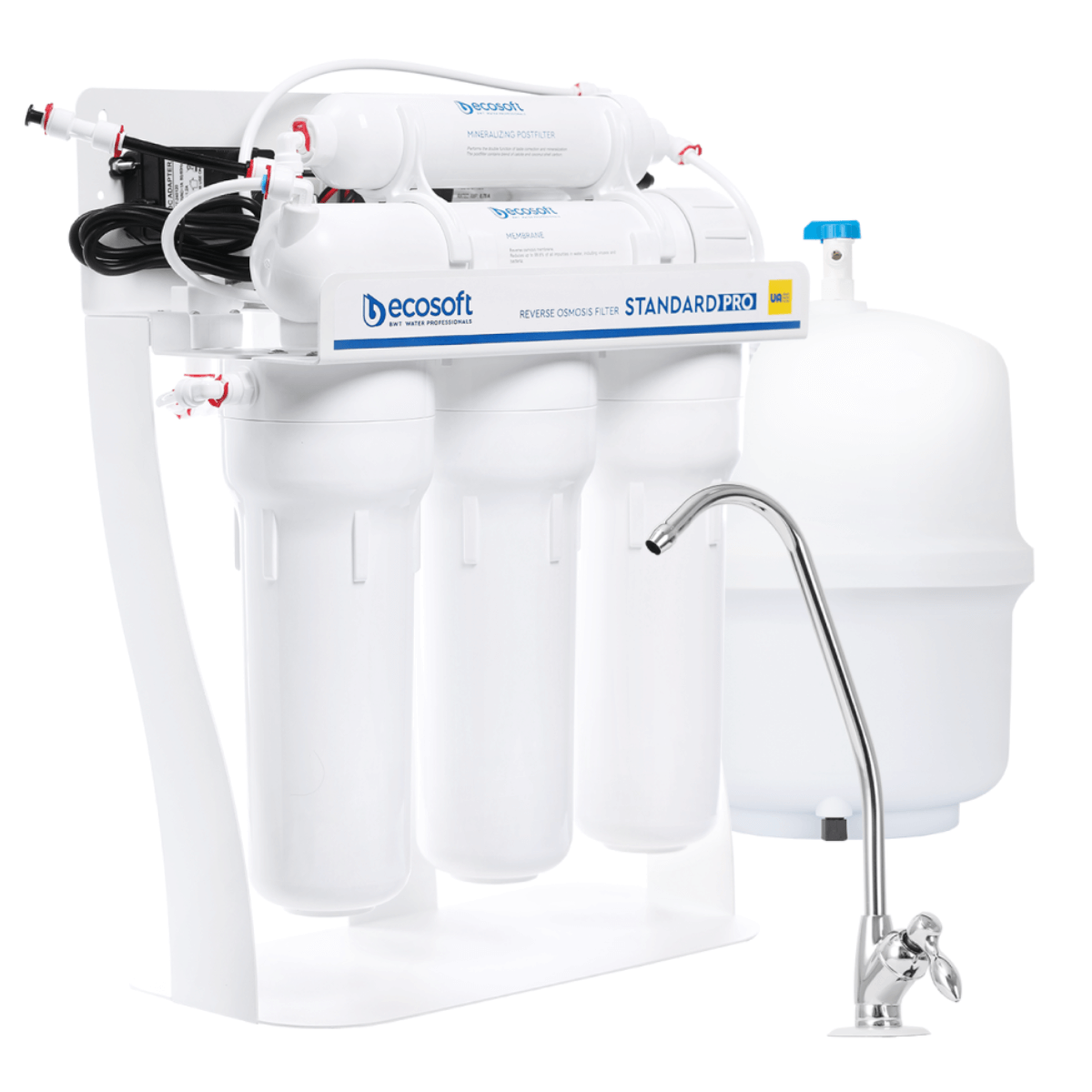 Filtr Ecosoft Standard Pro z odwróconą osmozą, filtr pod zlew na stojaku z pompą i mineralizacją