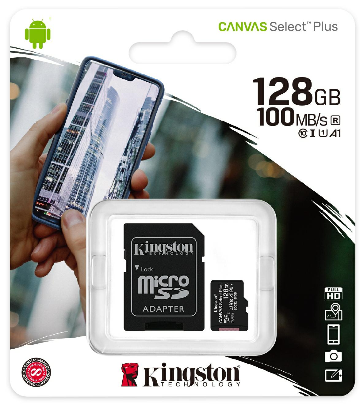 KINGSTON Micro SDXC 128GB SDCS2/128GB U1 Canvas Select Plus 100Mb/s class 10 - Henryx24