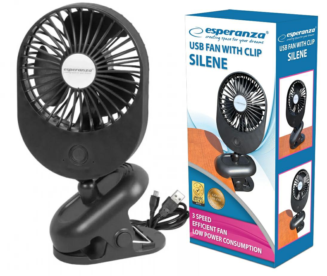 Esperanza Wiatrak z Klipsem EHF103K USB SILENE Wentylator - Henryx24