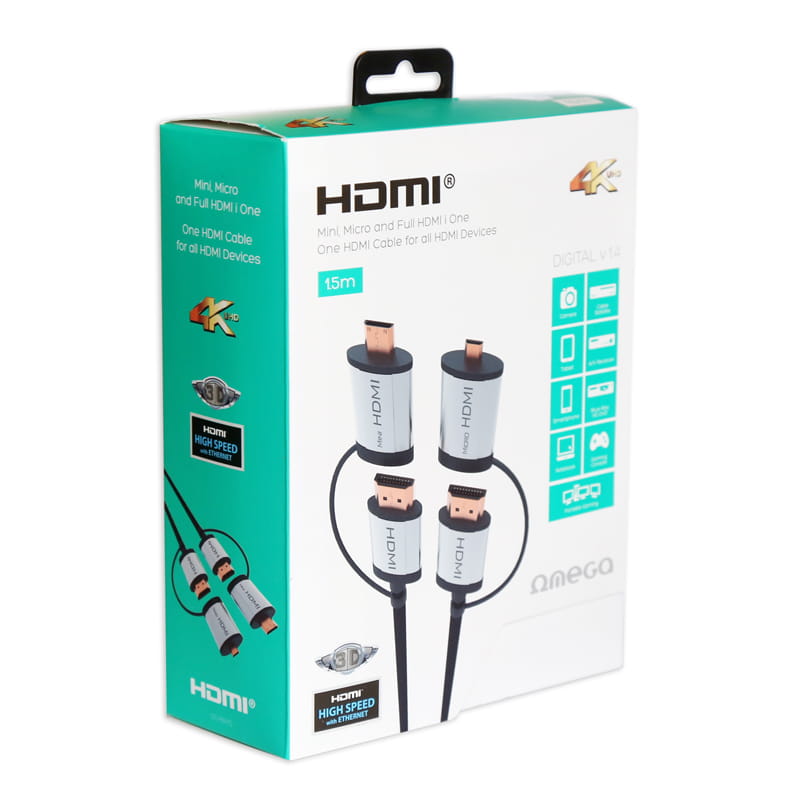 Kabel HDMI-HDMI+mini/micro HDMI 1,5m 3w1 43865 1,4 4K OCHBA1G - Henryx24