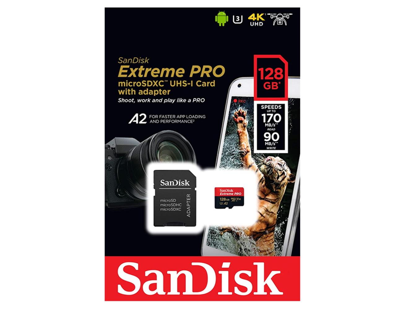 SanDisk Micro SDXC 128GB 200/90MB SDSQXCD-128G-GN6MA c10 A2 V30 U3 EXTREME PRO 4K - Henryx24