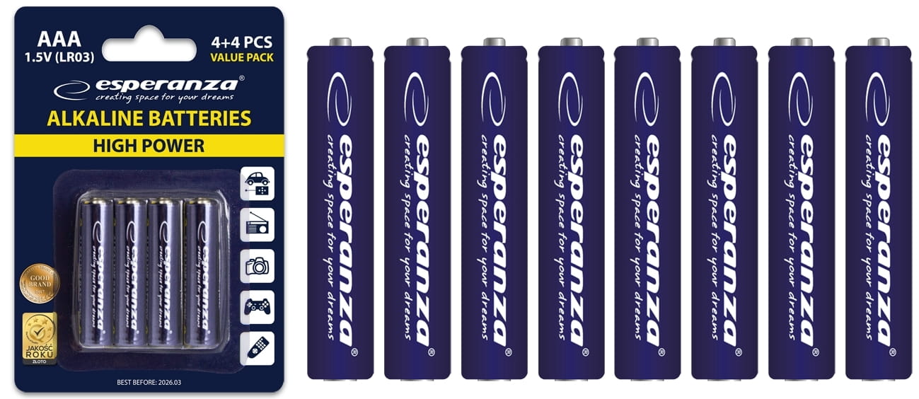Esperanza Baterie Alkaliczne R3 AAA op-8 EZB104 - Henryx24