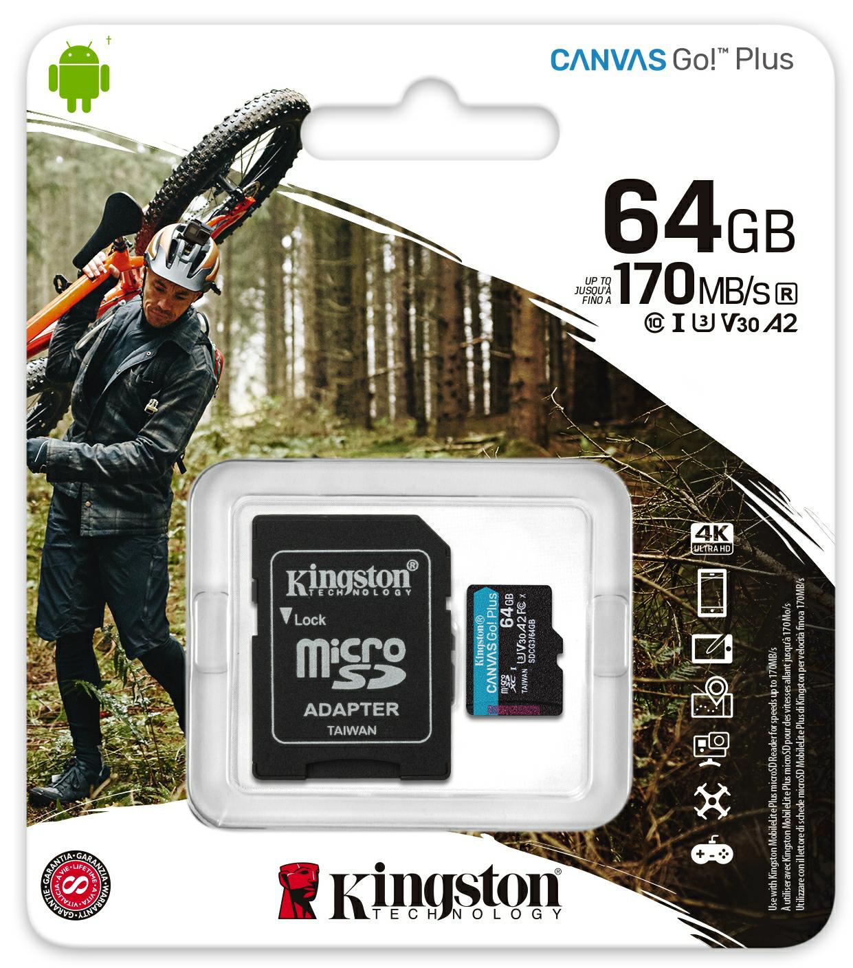 KINGSTON Micro SDXC 128GB SDCG3/128GB 170 A2 U3 V30 CANVAS GO PLUS 170Mb - Henryx24
