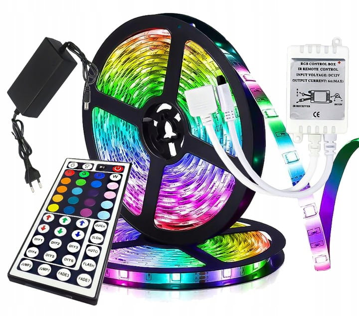 Listwa 300 LED 5m RGB SMD duży pilot Taśma wodoodporna samoprzylepna 5050 - Henryx24