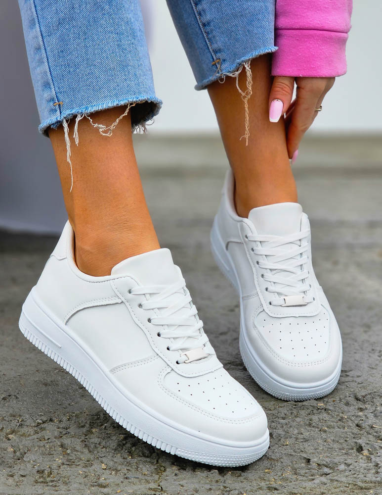 Białe Klasyczne Buty Sportowe Damskie Airs Forest Ze Skóry