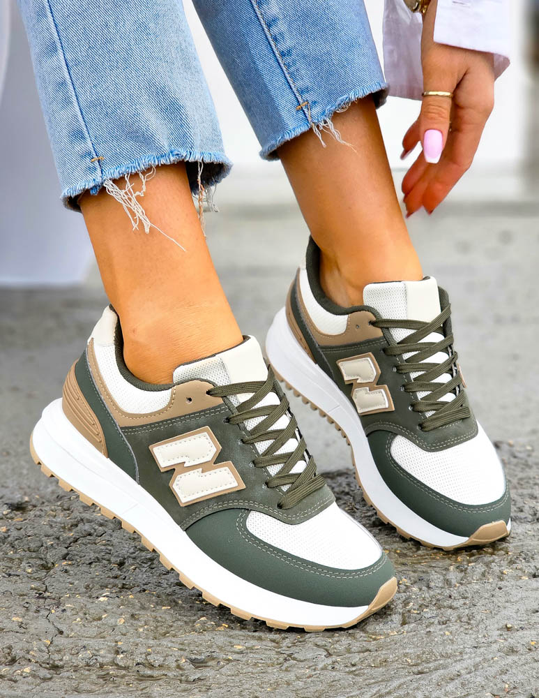 Biało-Zielone Buty Sportowe Damskie New Blanced