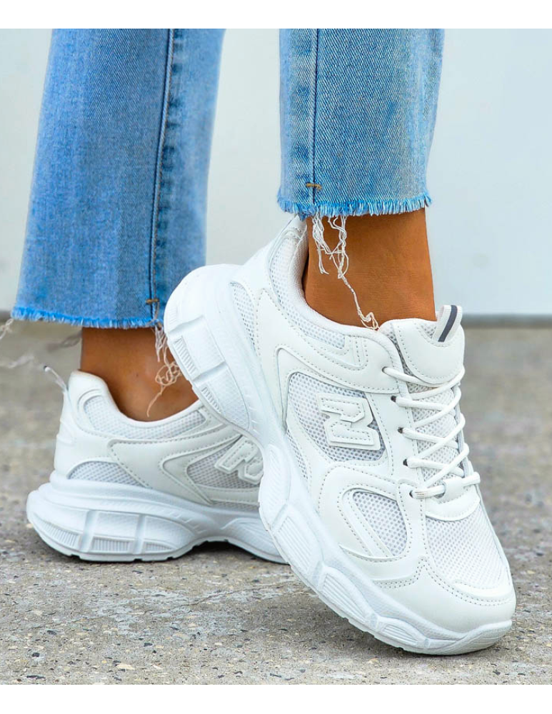 Białe Buty Sportowe Damskie Sneakersy Na Platformie New Lances