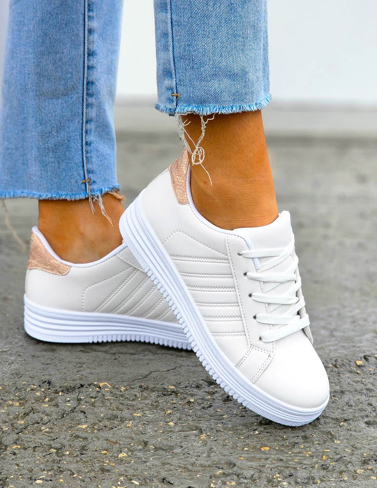 Białe Buty Sportowe Damskie Na Koturnie Ness