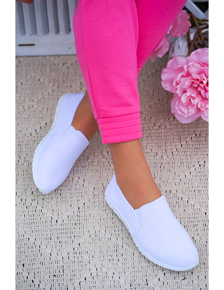 Białe Elastyczne Tenisówki Buty Damskie z Lycry
