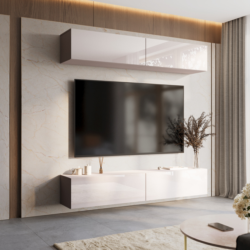 Meblościanka 210 cm do salonu nowoczesna PREMIUM kaszmir