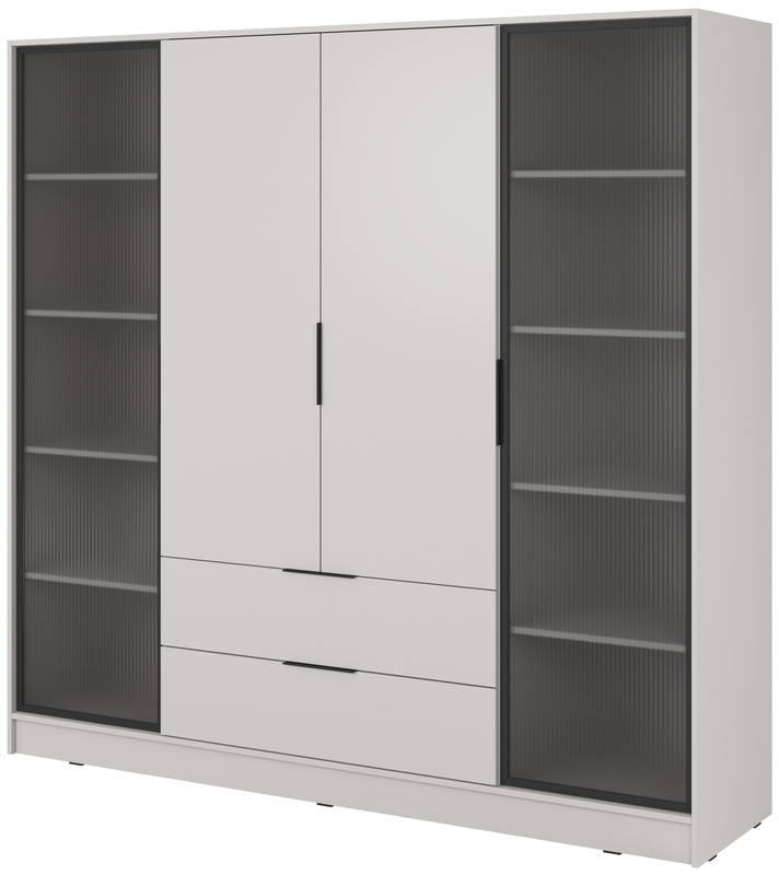 Szafa uchylna z witryną i szufladami 206 cm KAMIS kaszmir