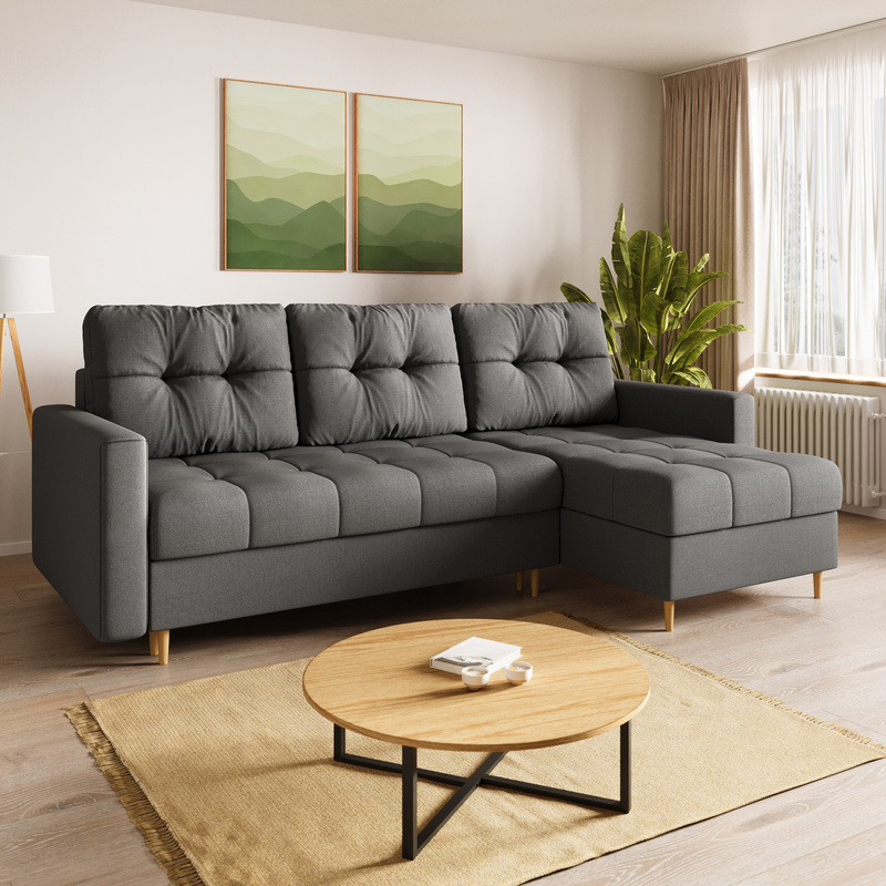 Szary narożnik z funkcją spania LIZBONA