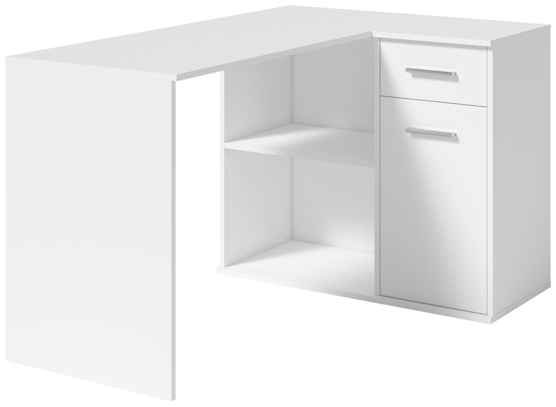 Biurko narożne 130 cm BRENZO z półkami i szufladami