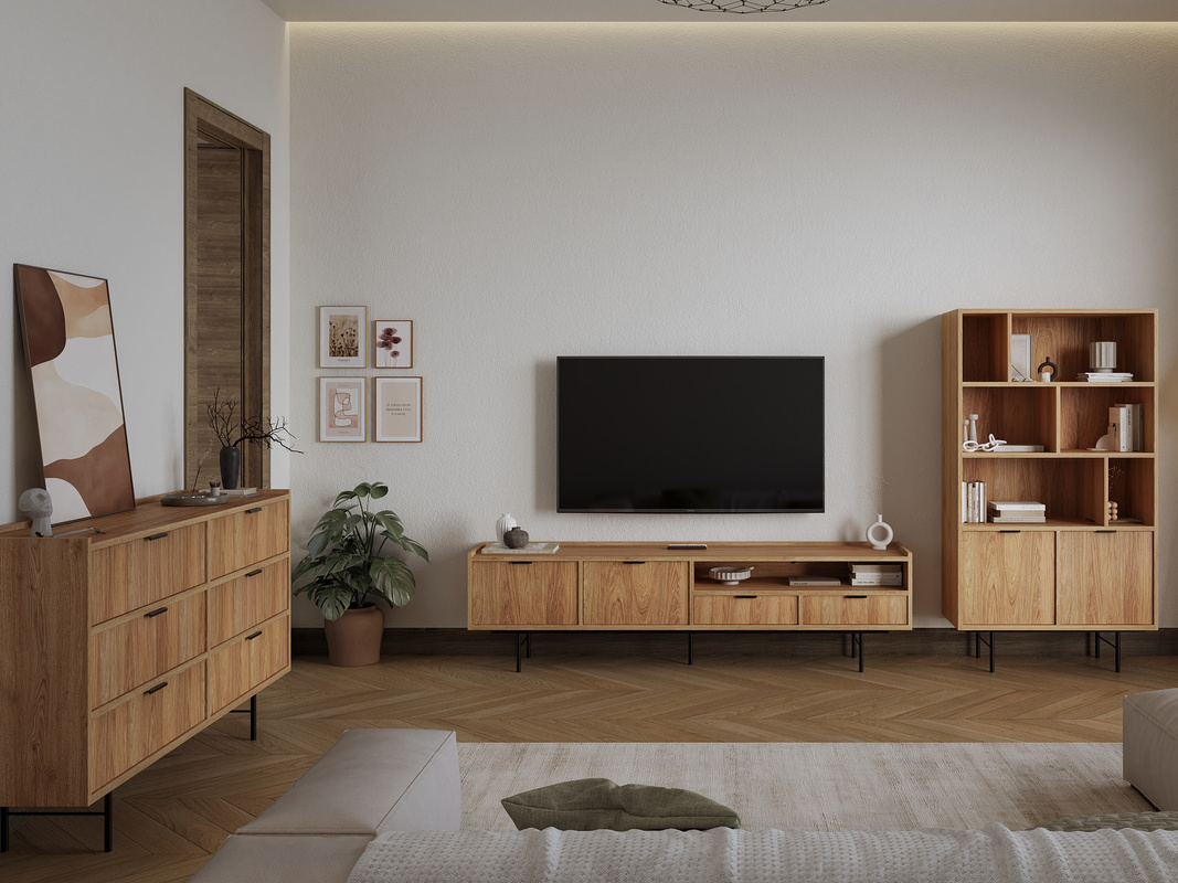 Zestaw mebli do salonu ELVIO hikora naturalna