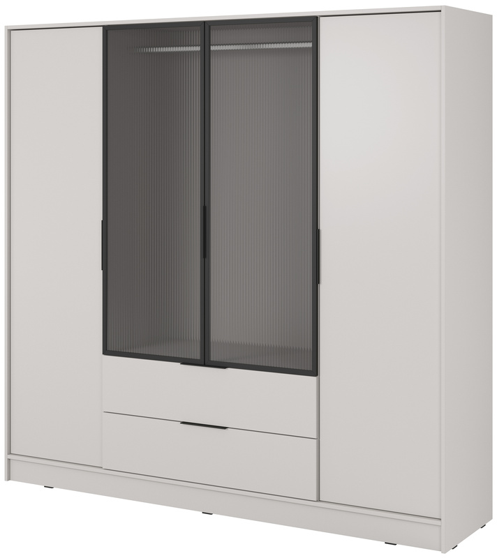 Nowoczesna szafa uchylna z witryną 206 cm KAMIS kaszmir