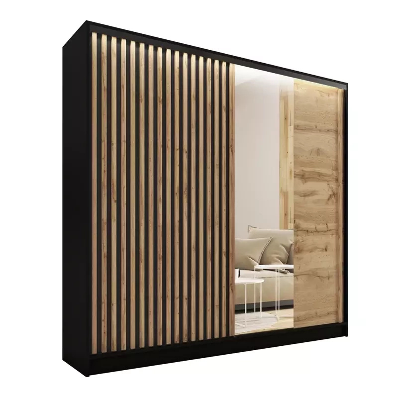 Szafa z lustrem i lamelami na drzwiach 200 cm LAMEL 3D
