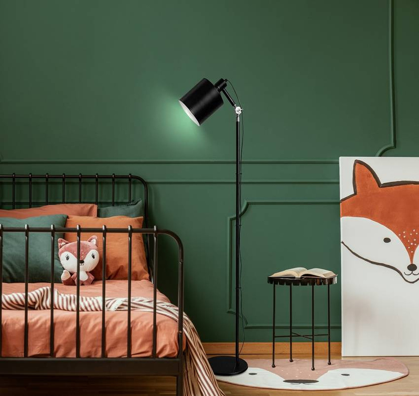 Czarna lampa podłogowa metalowa do salonu ZANA 166 cm E27