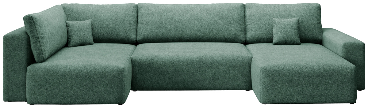 Narożnik do salonu w kształcie U rozkładany zielony CAMILO MAXI