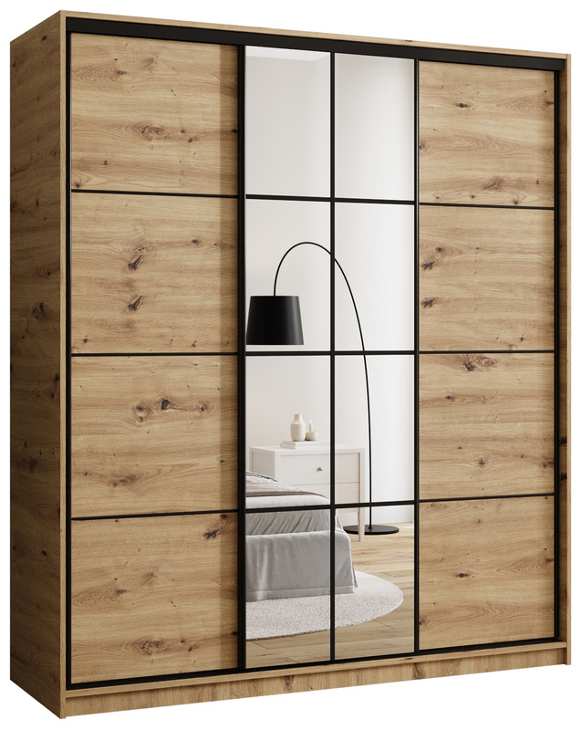 Pojemna szafa przesuwna z lustrem 180 cm do sypialni EDGE