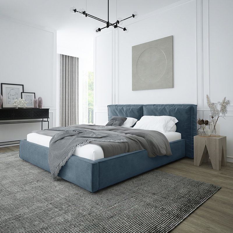 Welurowe nowoczesne łóżko tapicerowane 140x200 PALISE