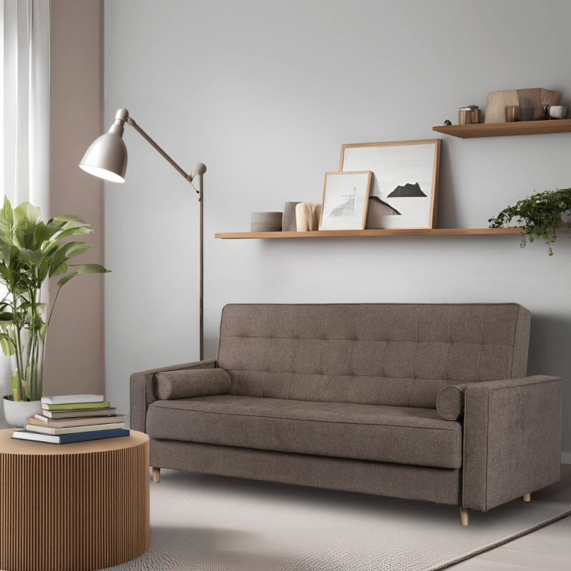 Brązowa rozkładana sofa z funkcją spania do salonu MALTA