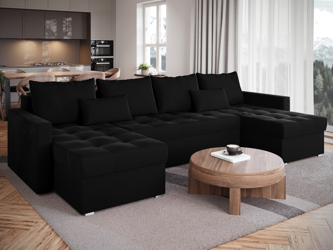 Czarny narożnik z funkcją spania HOT U