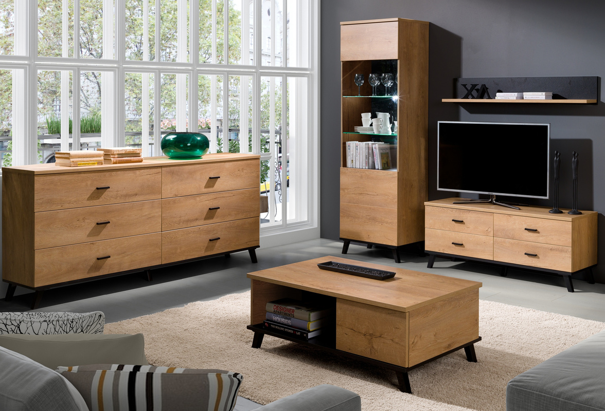 Nowoczesne meble pokojowe dąb lefkas jasny JOHNY