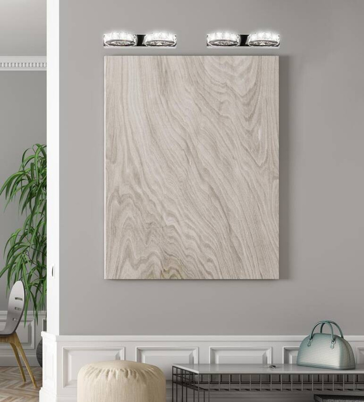 Srebrny kinkiet ścienny LED z kryształkami do salonu SHIPI