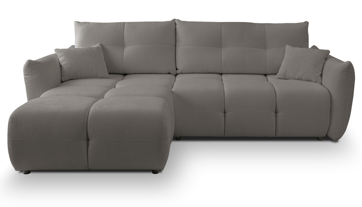 Rozkładany narożnik nowoczesny do salonu z funkcją spania i pojemnikiem BERGAMO grafit