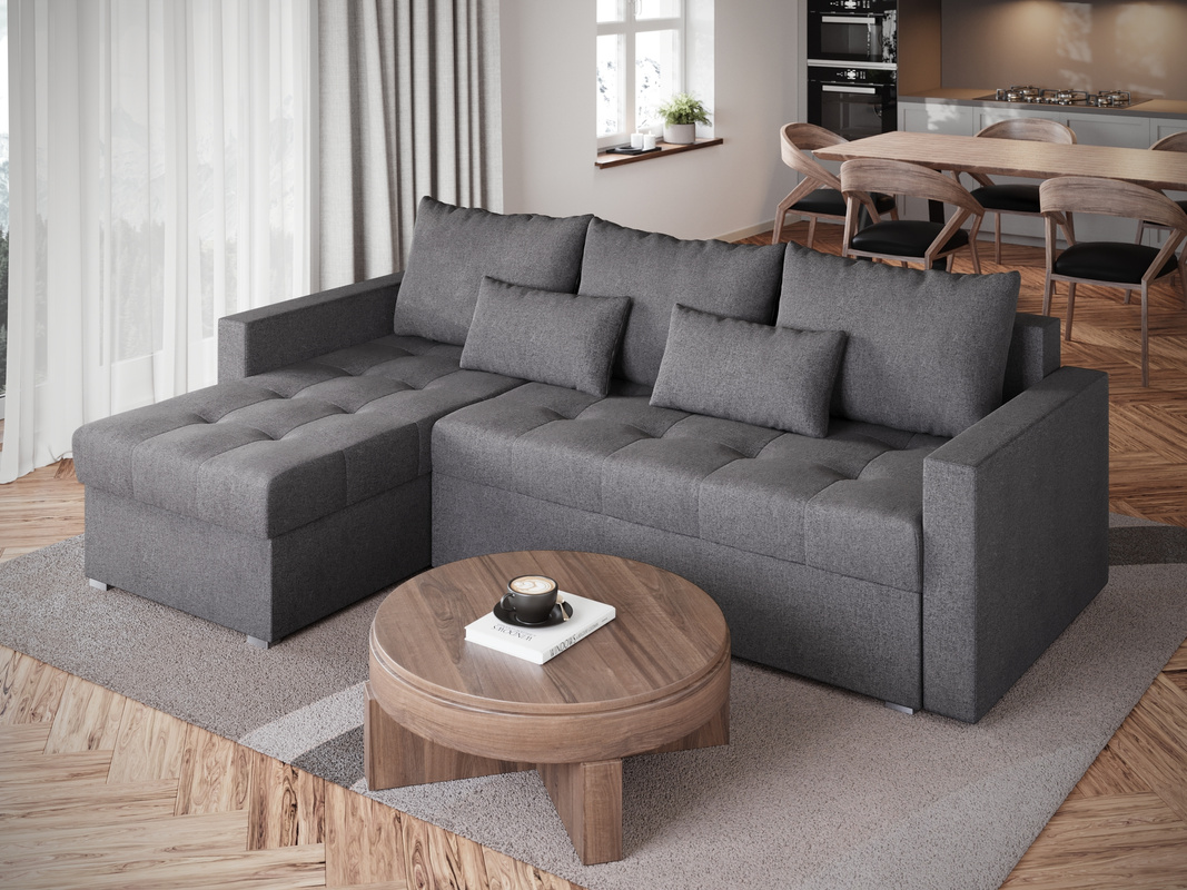 Narożnik szary z funkcją spania HOT L