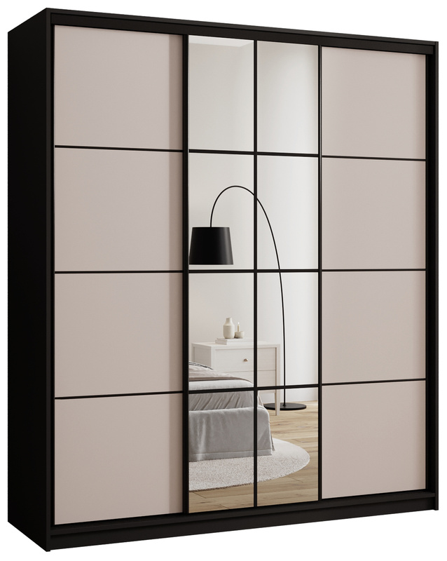 Nowoczesna szafa przesuwna 180 cm z lustrem i drążkami EDGE