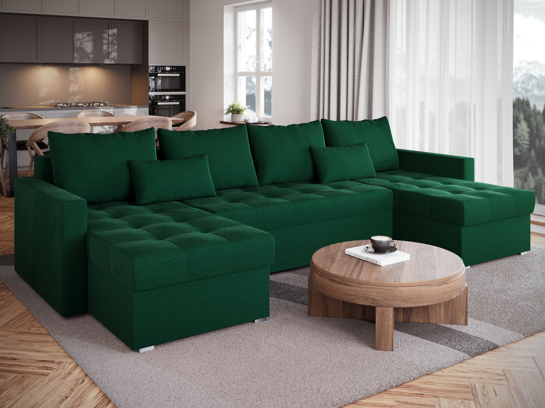 Narożnik butelkowa zieleń w kształcie U rozkładany HOT U