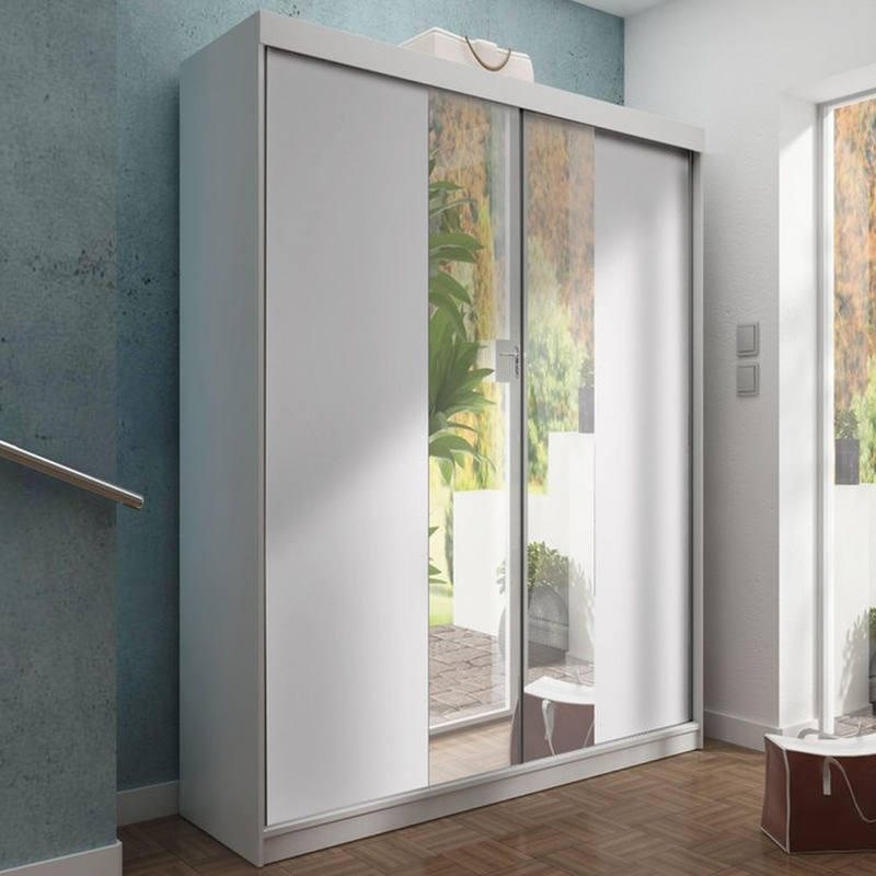 Szafa z lustrem 150 cm przesuwna dwudrzwiowa TARO biały