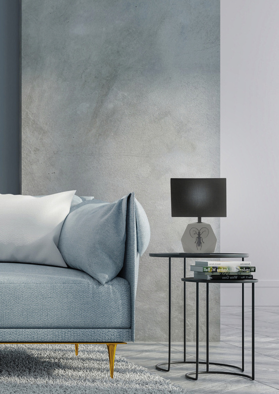 Szara lampa biurkowa nocna do gabinetu z abażurem TOP metal