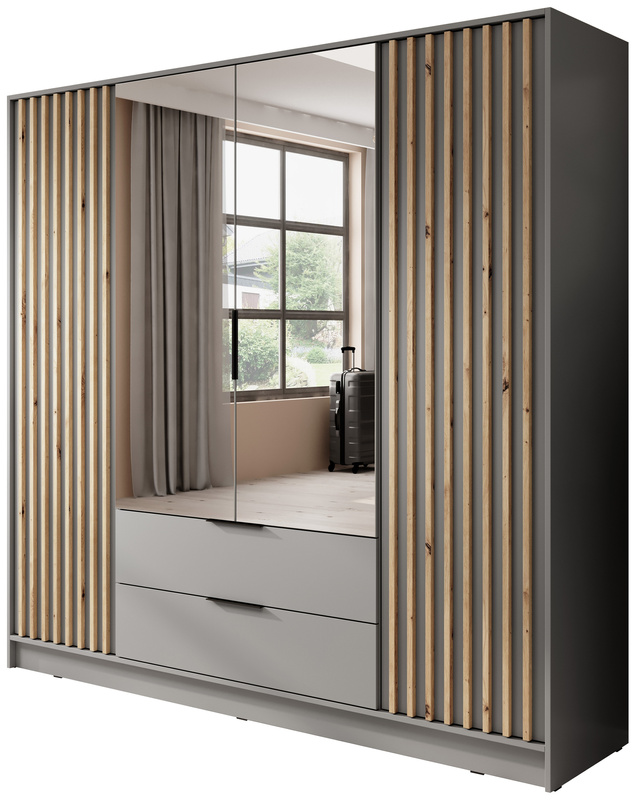 Szara szafa z lustrami KELLY