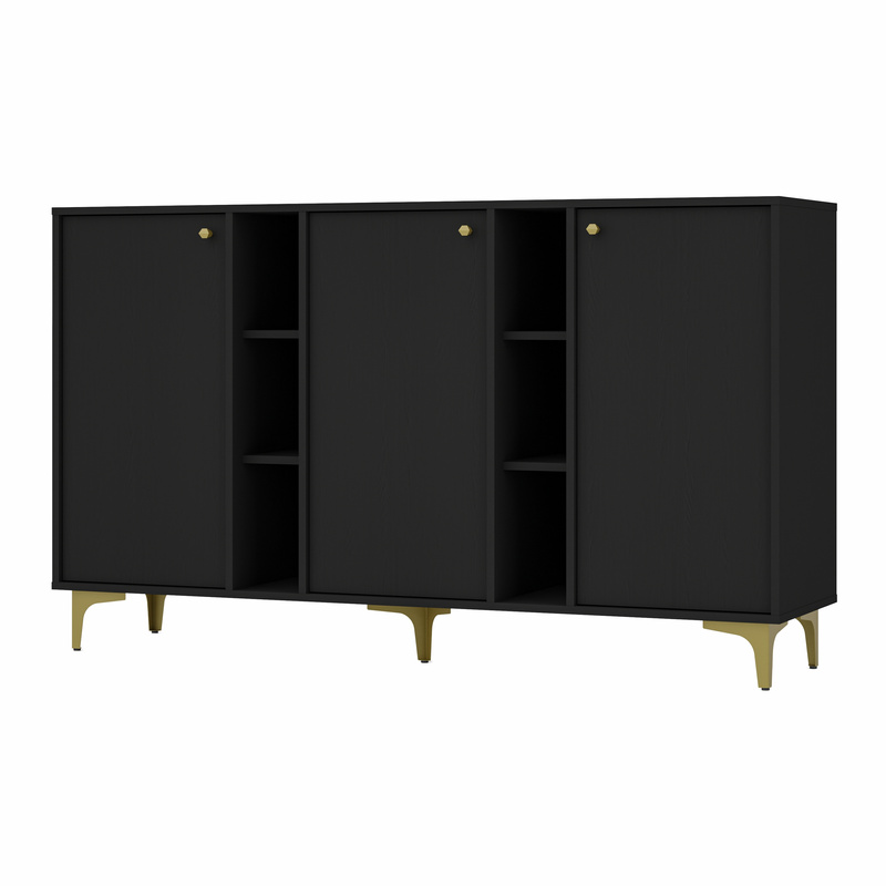 Czarna nowoczesna komoda trzydrzwiowa do salonu 160 cm TOKEN