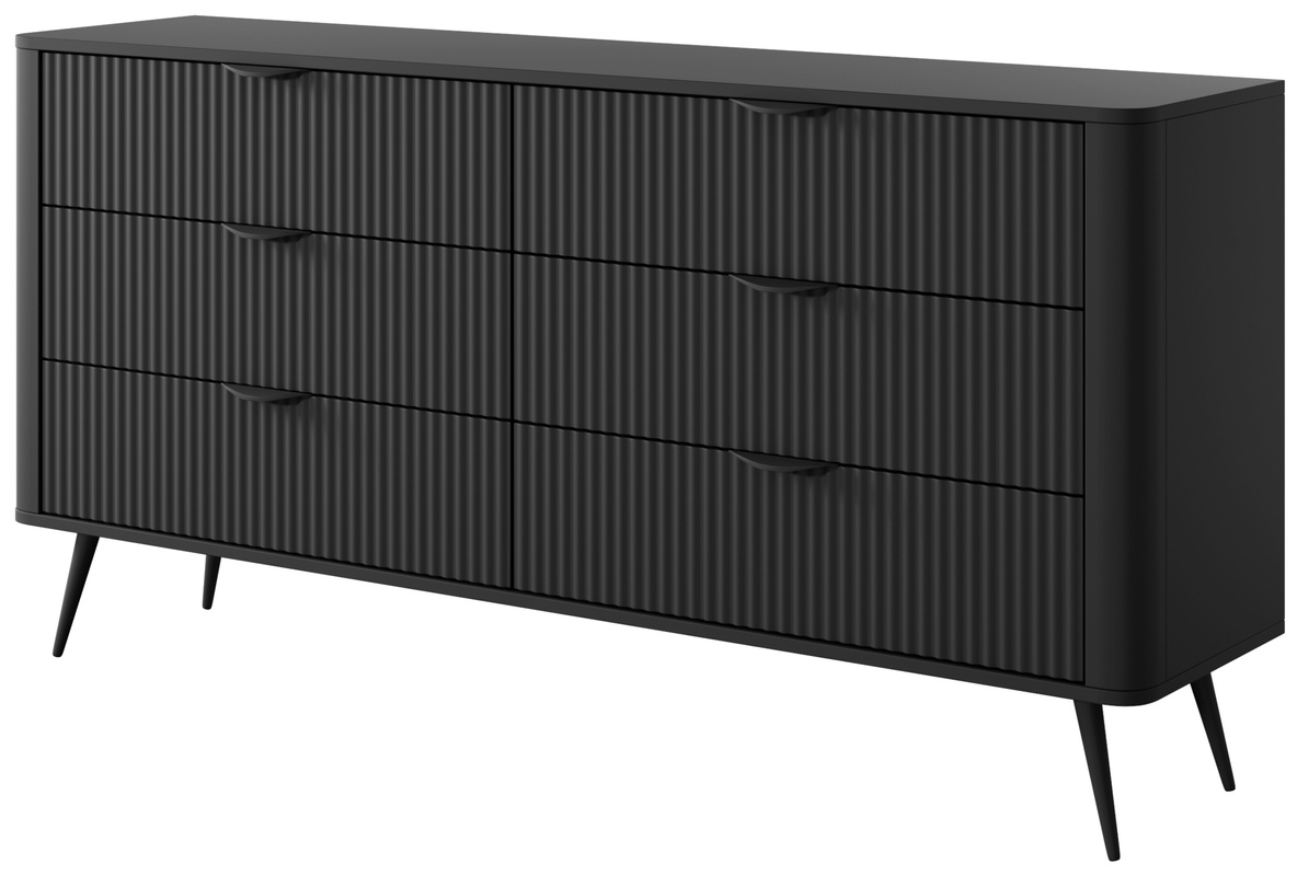 Komoda 163 cm do sypialni LEONTE z szufladami czarny