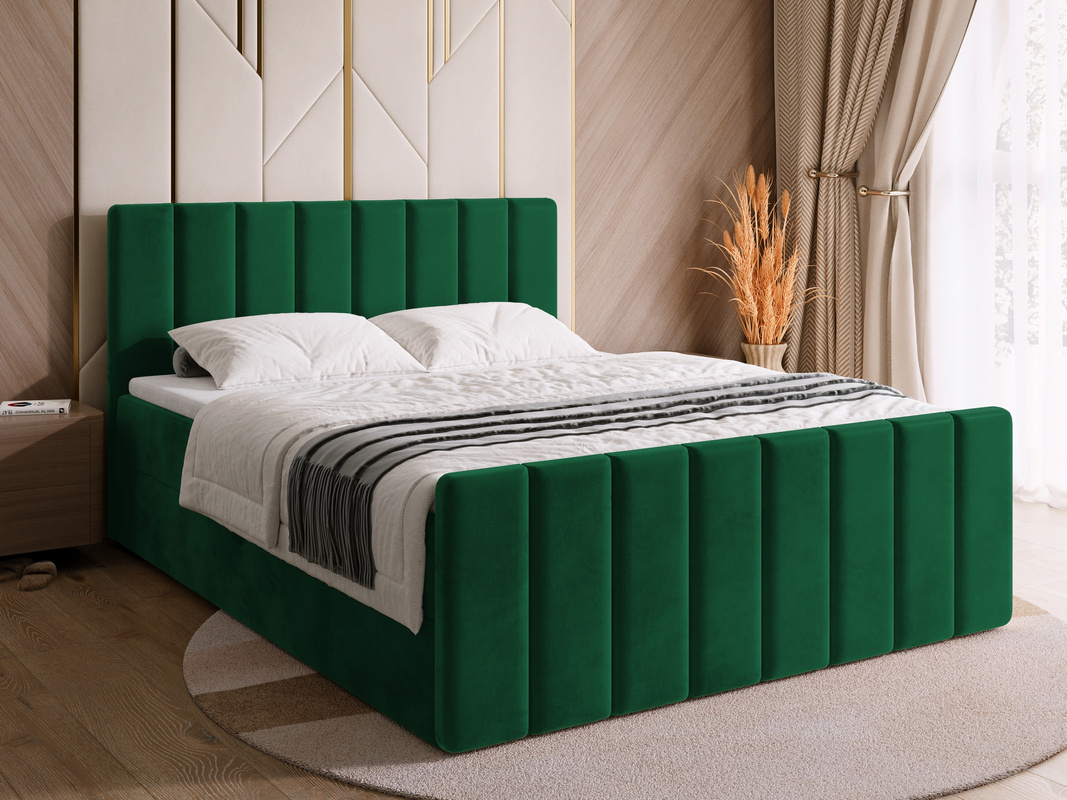Sypialniane łóżko 180x200 cm z pojemnikiem DENVER DUO zielony