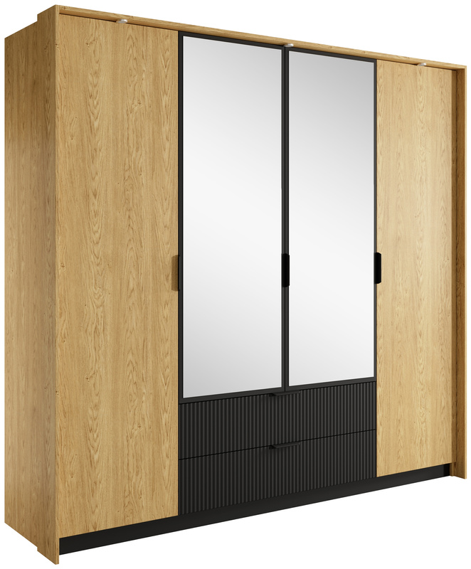 Uchylna szafa z lustrem do sypialni 223 cm BALLESO dąb baltic