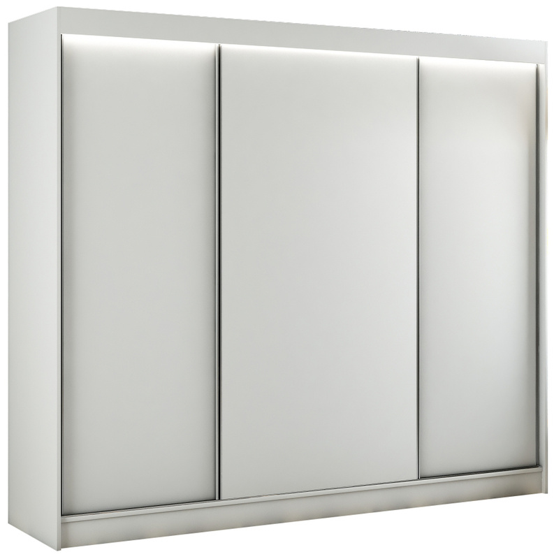 Biała duża trzydrzwiowa szafa przesuwna do sypialni 250 cm BRANDON