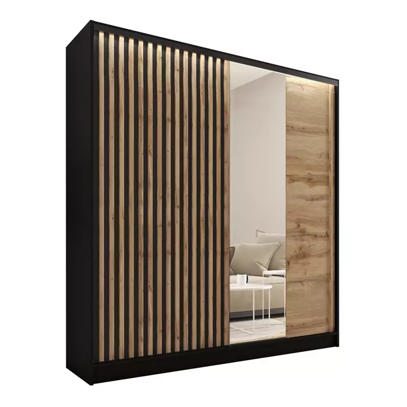 Szafa z lamelowymi drzwiami i lustrem 180 cm LAMEL 3D