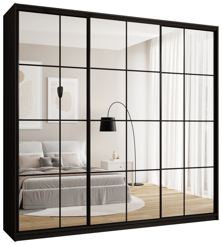 Duża trzydrzwiowa szafa przesuwna z lustrem 250 cm OPTICA MAX