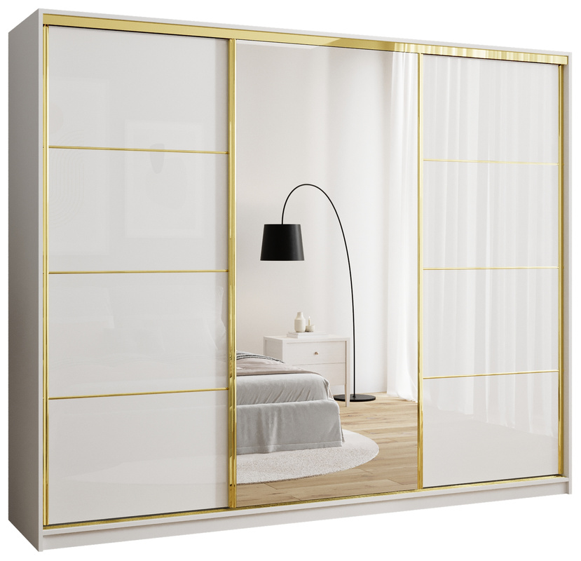 Szafa przesuwna z lustrem 250 cm GOLD NEW połysk