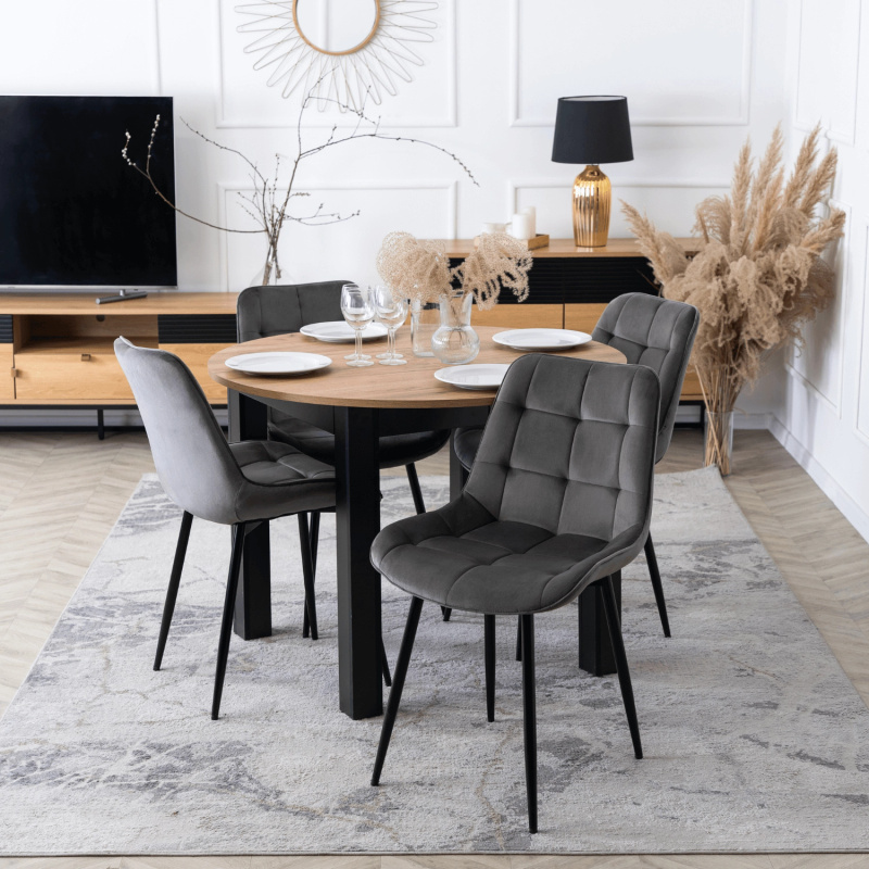 Krzesło welurowe do jadalni szare CILIO