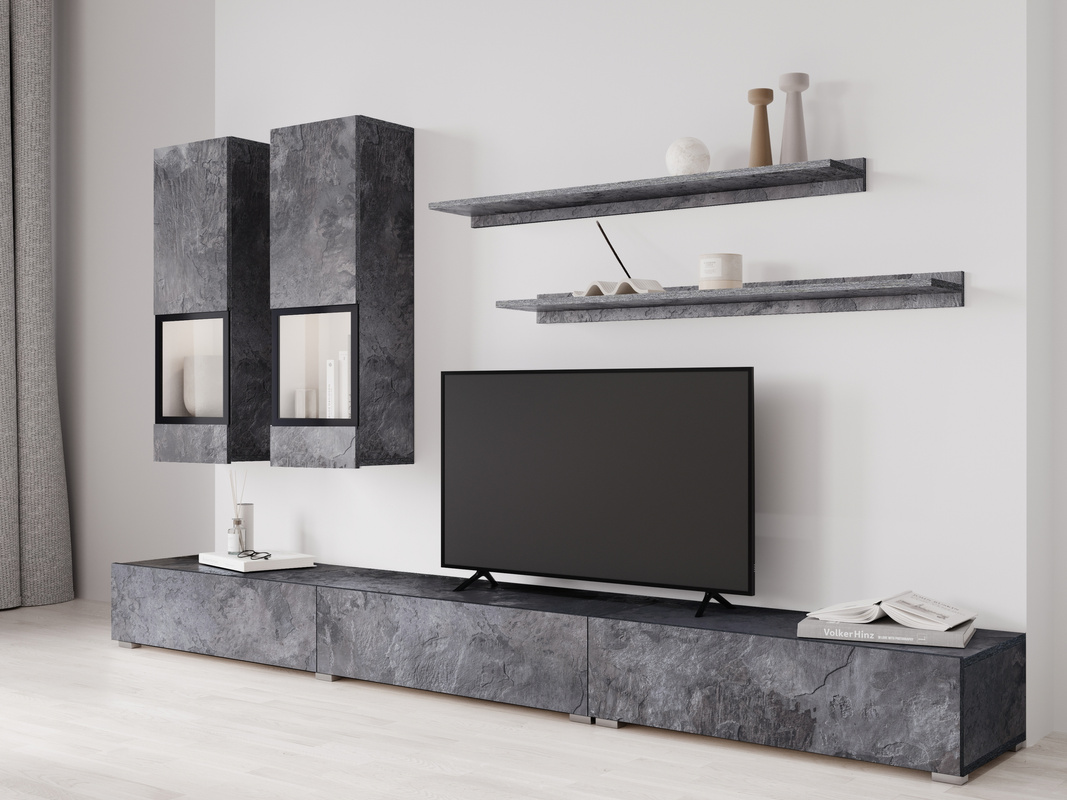 Nowoczesna meblościanka do salonu beton ciemny BARRET