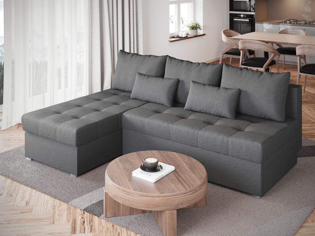 Mały szary narożnik z funkcją spania do salonu HOT SLIM