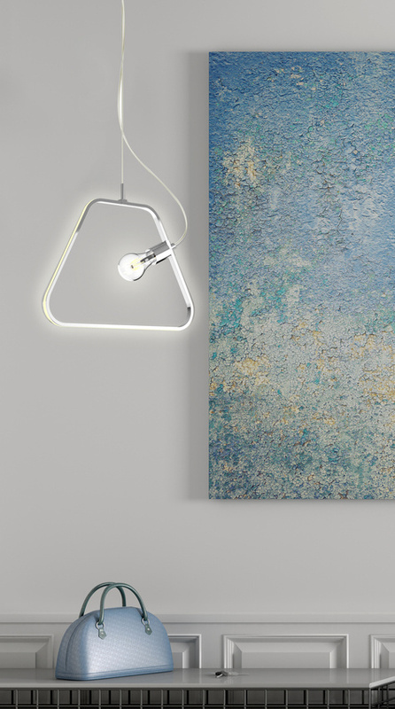 Srebrna lampa wisząca z regulacją wysokości do salonu IKARIA LED