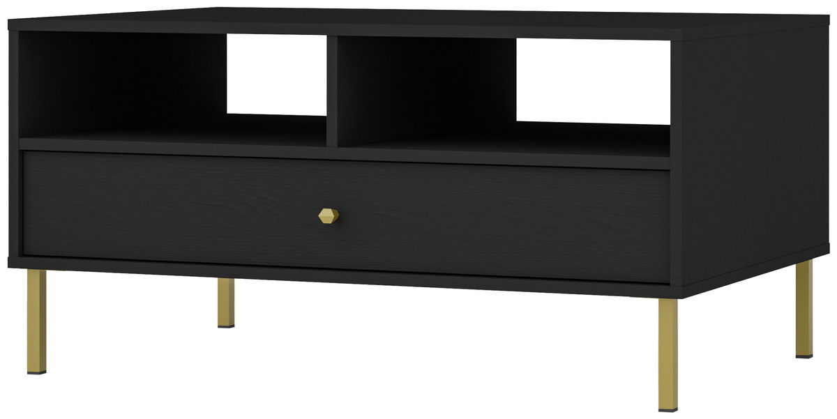 Czarny stolik kawowy do salonu z szufladą 60 cm TOKEN