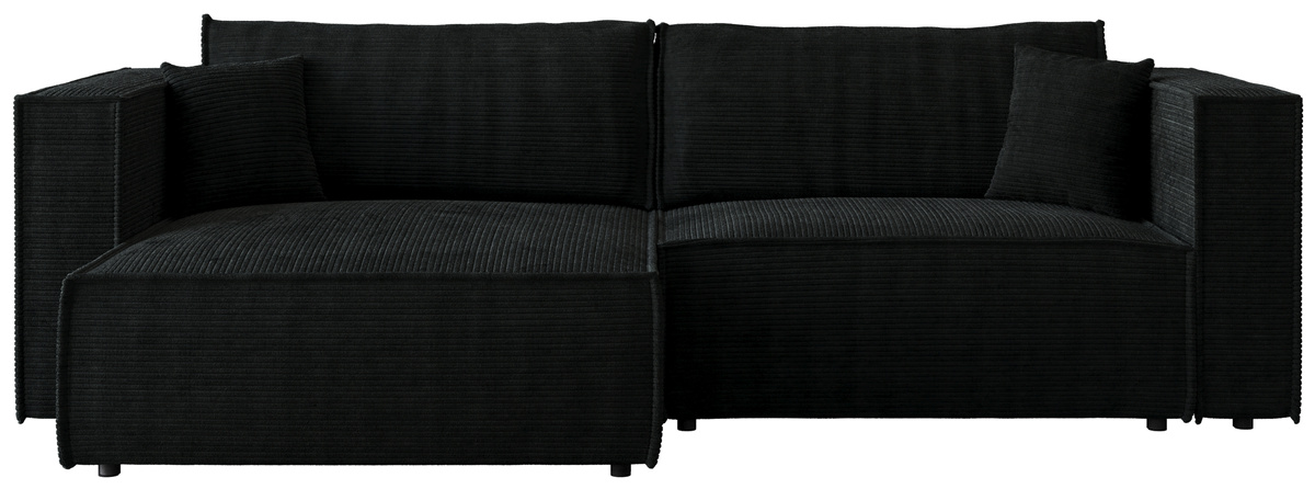 Czarny narożnik do salonu z funkcją spania MIZARU